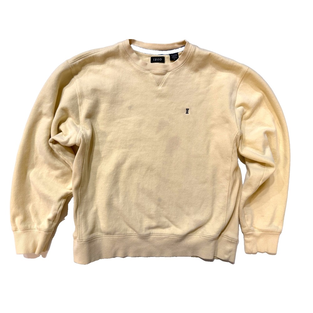 Vintage IZOD Crewneck Sweatshirt Mens Med Yellow 90s Y2K Minimal‎ Embroidered